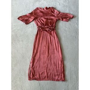 H&M Women's 4 Satin‎ Embroidered Cowl Neck Midi Dress